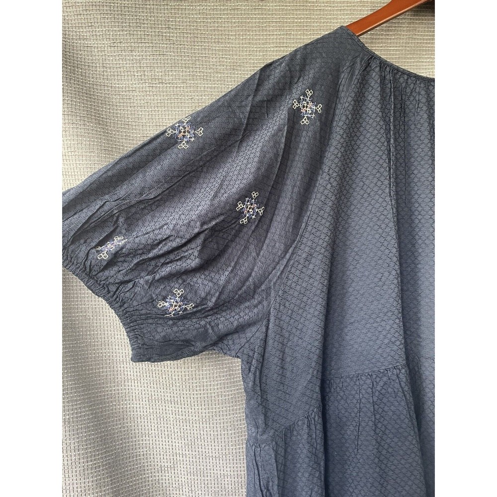 Knox‎ Rose Plus 4X Dress Peasant Boho Tassel Embroidered Babydoll Navy Blue - Picture 5 of 5